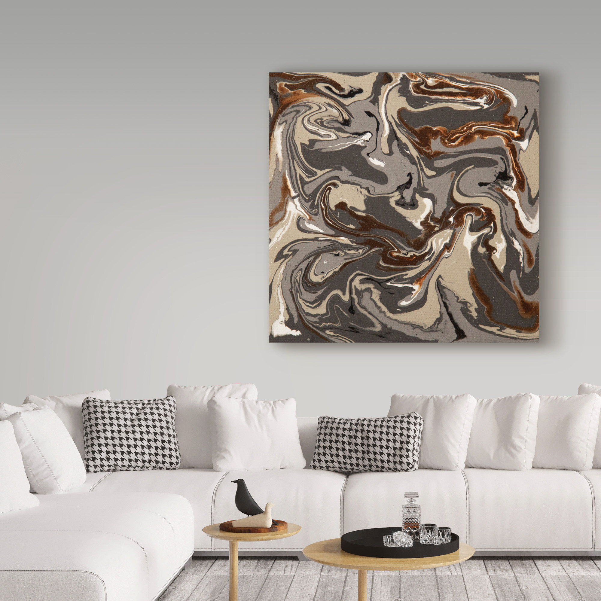Trademark Fine Art 'Liquid Industrial Gray Brown' Acrylic Painting